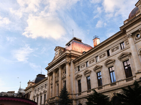 National Bank of Romania building facade in Bucharest