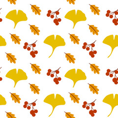 Obraz premium Autumn Leaves Pattern Background for Thanksgiving and Fall Season. Vector Isolated