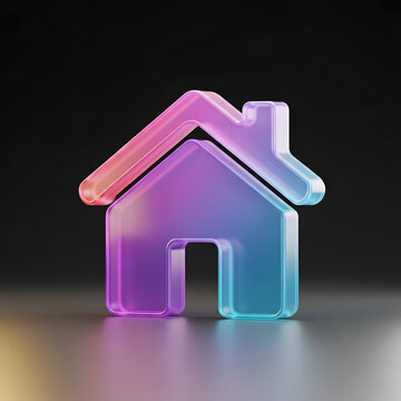 3D smart home UI icon glowing interface black background futuristic dashboard control panel digital house automation app symbol modern neon technology minimal icon set high resolution render
