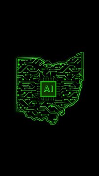 Mobile Vertical Resolution, 2160x3840 Pixels, Ohio State (USA) Map Chipset Technology Opener, 
Suitable for USA Elections, US Events, Tech Events and Artificial Intelligence Presentations