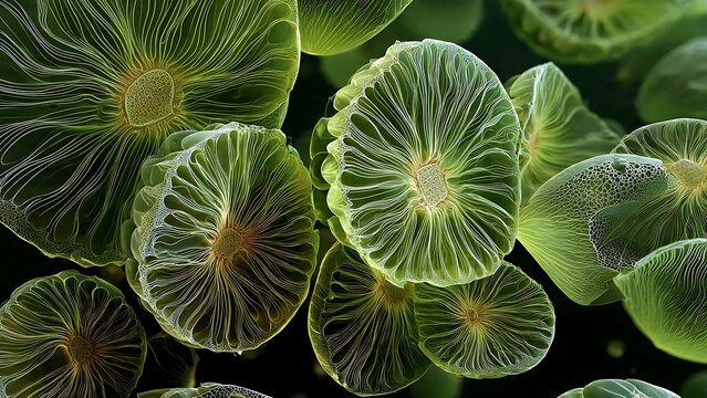 microscopic diatom algae with intricate silica patterns closeup