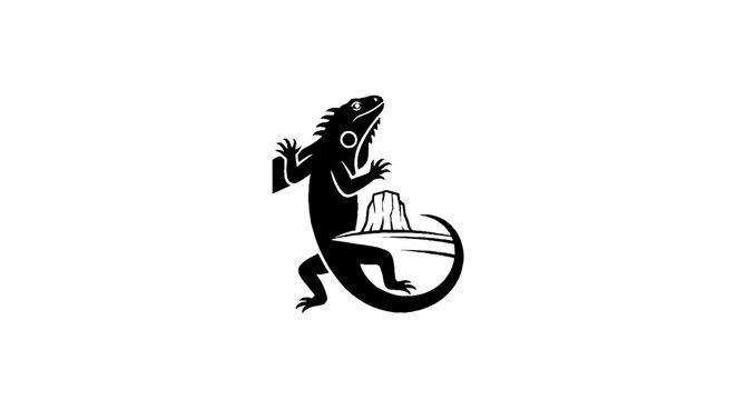 Black and white lizard logo design illustration.