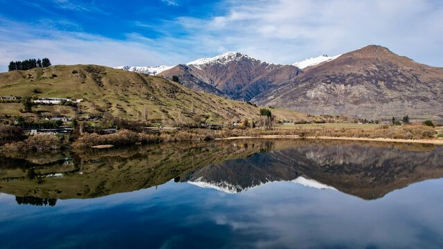 Lake Hayes reflections panorama 