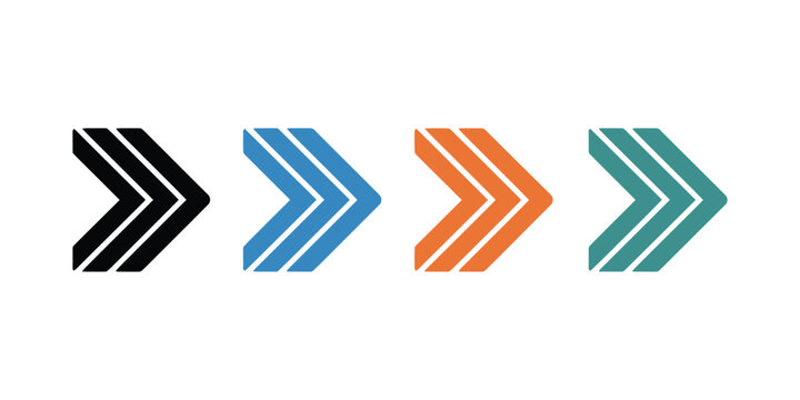 Arrow Icon with Colorful Direction Symbols for Navigation, Bullet Points, User Interface, and Editable Vector Illustration.