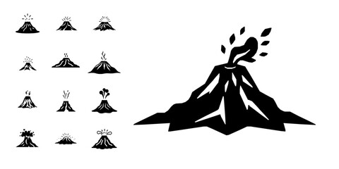 Fototapeta premium Volcano Eruption Natural Disaster Flat Vector Icon with Clean Lines on White Background