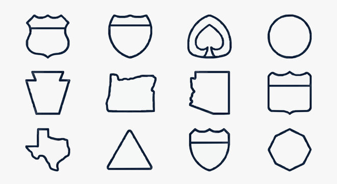 Corporate Branding and State Shape Symbols Iconic Road Signs and Geographic Representations for Modern Business Identity