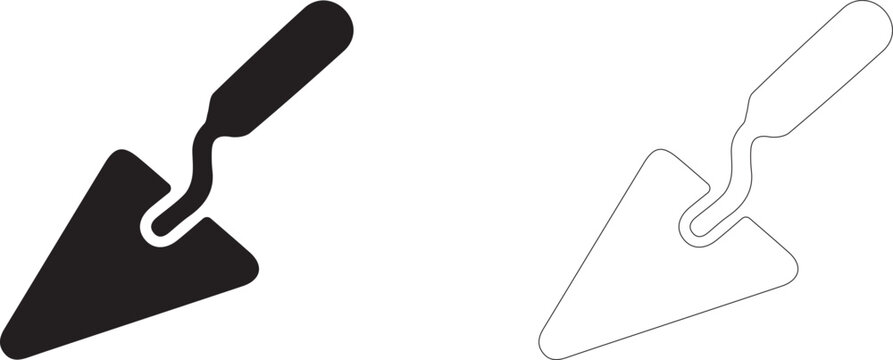 Construction trowel vector icon, masonry plastering tool symbol, renovation hardware and artisan craft.