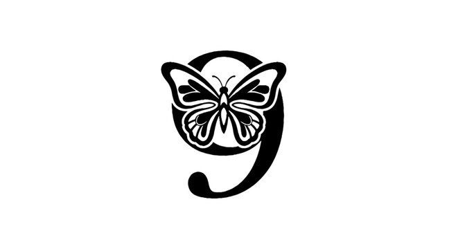 Butterfly and letter g artistic black logo design.