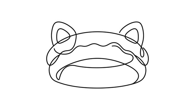 Minimalist Frog Face Line Art - Simple Animal Illustration