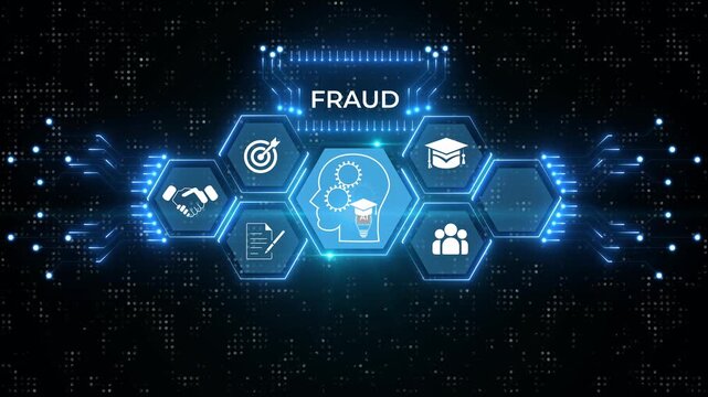 business fraud internet and networking concept. Young businessman working on his laptop in the office, select the icon Fraud prevention on the virtual display. on transparent background.