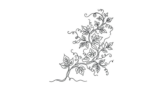 Hand drawn ink sketch of a grapevine plant.