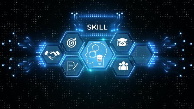 Skill levels knob button. Increasing Skills Level. Wireframe hand turning a skill test knob to the maximum position. Concept of professional or educational animated on transparent background.