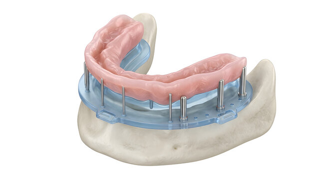 3D Render of Neutral Zone Recording Procedure in Prosthodontics, Suitable for Science Education, Isolated on White Background