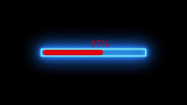 Neon Progress Bar Animation,Energy Transformation Blue Neon Loading Bar,Eco Future Green Neon Progress Bar