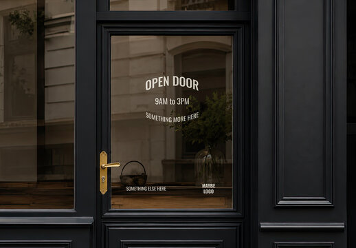 Message on Store Front Door Mockup