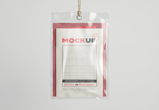 Paper Inside Plastic Container with Rope Mockup