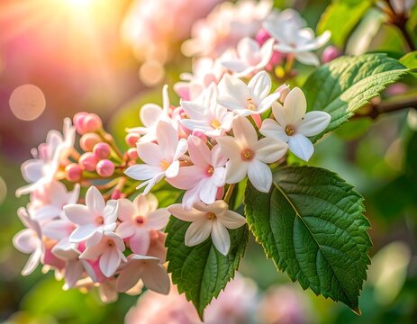 White Ixora Flowers Blooming in Garden with Soft Sunlight, Tropical Floral Nature Background