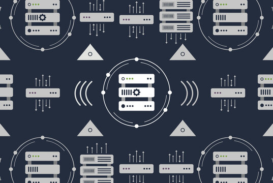 Seamless network server hardware pattern representing cloud storage, databases, and digital information technology.