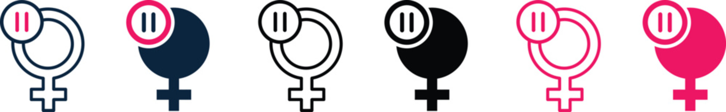 pause button female sign icons in different colors on transparent background PNG