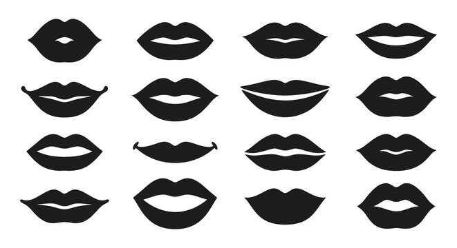 Collection Of Black Lips Silhouettes In Various Expressions Silhouette