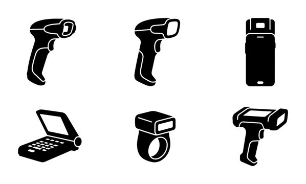 Barcode Scanner Icons: Retail, Warehouse, and Logistics Technology Set