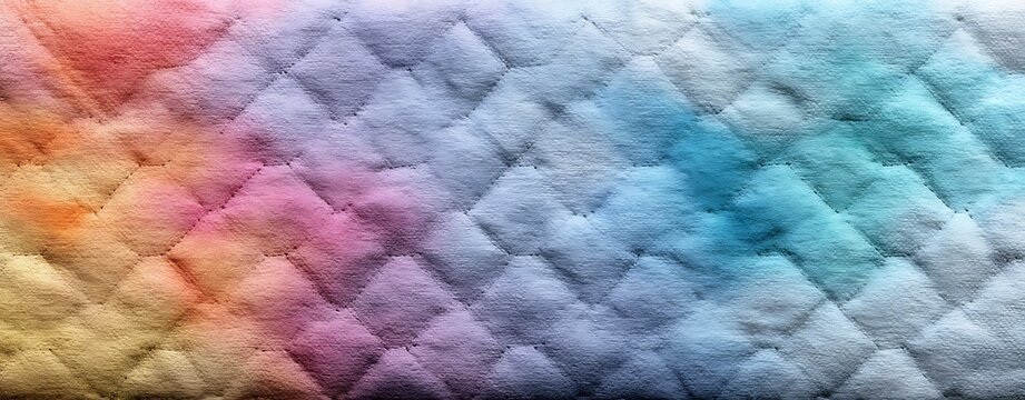 Stitch wallpaper background dreamy quilted fabric texture with soft rainbow watercolor gradient pattern for creative design background