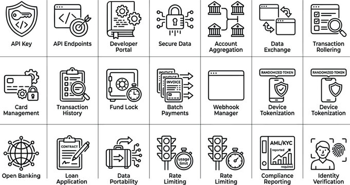Set of 24 colorful financial and payment system icons