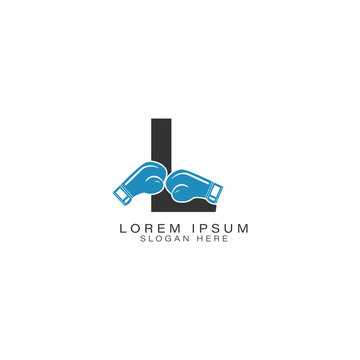 Letter L Logo Design with Boxing Gloves. Alphabet L Icon for Boxing Sport Design