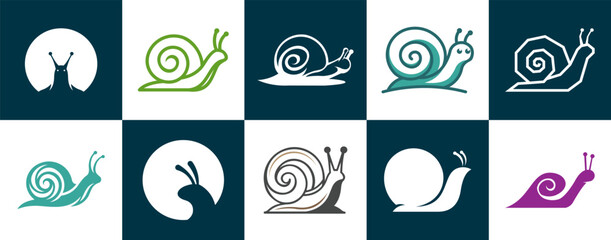 Snail Logo Set Vector Design Collection © Dziyak