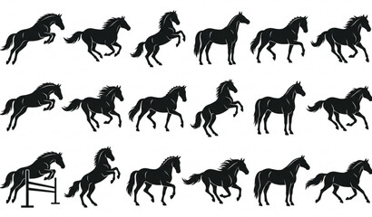 Elegant Horse Silhouette Collection with Dynamic Equine Vector Illustrations © Tohosina