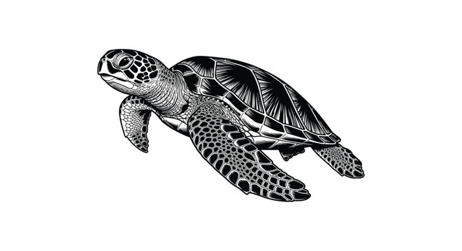 Sea turtle swimming in water illustration