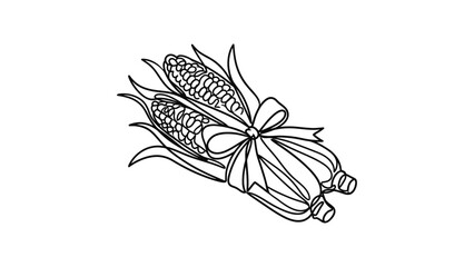 Obraz premium Harvest Corn Stalks Tied with Ribbon