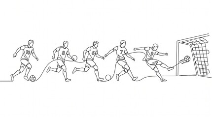Obraz premium Continuous One Line Soccer Team Action Sports Banner