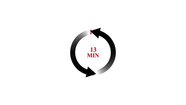 Thirteen minute rotation countdown timer on white background for kitchen or workout.