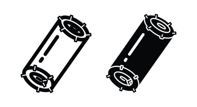 Set of two vector icons of a cylindrical drum or percussion instrument, isolated on white background