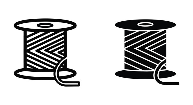 Spool of thread icon set vector illustration of sewing thread bobbin, isolated on white background