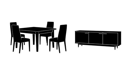 Fototapeta premium Black dining table with four chairs