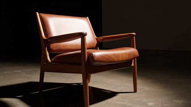 Close up of leather armchair in dramatic low light