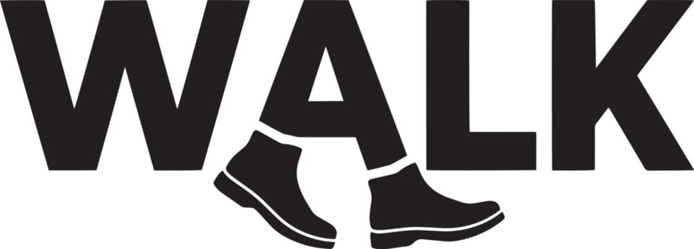 Creative wordplay walk featuring abstract human feet as part of typography.