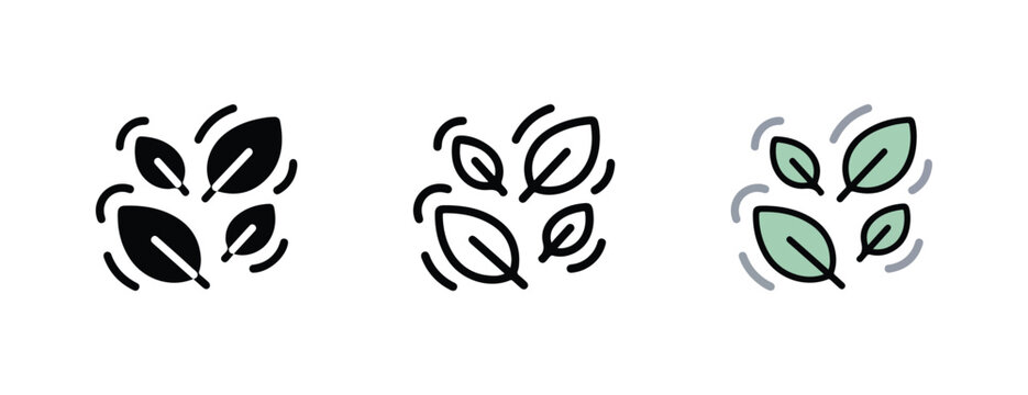 Leaves blowing in the wind in different colors and styles for graphic design and illustration purposes  various leaf icons