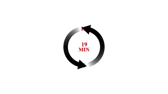 Animated circular countdown timer with nineteen minute interval for business projects.