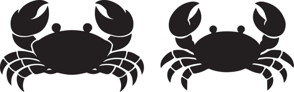 Black and white vector illustration of two crabs facing opposite directions Vector