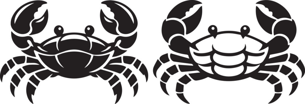 Black and white crab vector icons facing opposite directions Vector