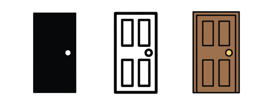 doors with different designs and colors  closed entrance ways with handles