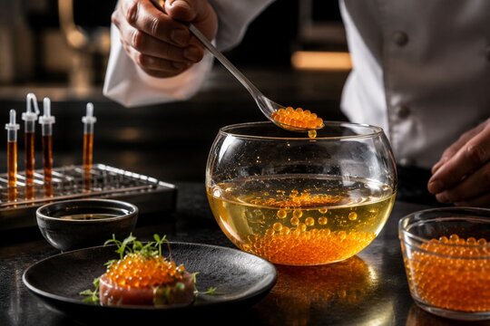 Orange Caviar Produced by Spherification Technique