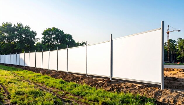 Construction Site Fence BLANK Banner Mockup.