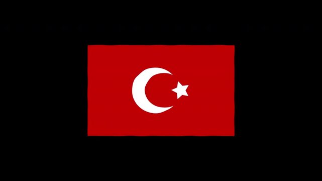 Turkey Flag Waving Animation Motion Graphics Loop 4K