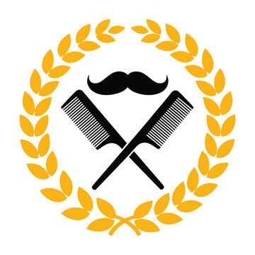 Laurel wreath with mustache and crossed fly swatters