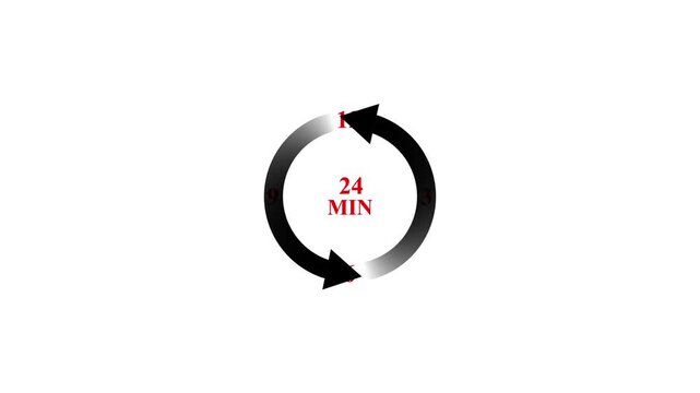 Circular loading indicator with animated arrows and time counter.