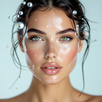 visage mouill&eacute; femme latine